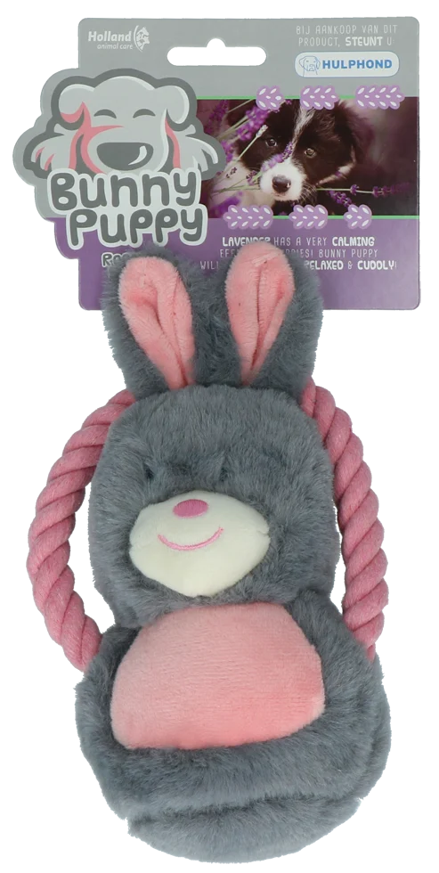 Jucărie de pluș în formă de iepure, cu chițăitoare – Bunny Puppy Ropey Swing - imagine 1