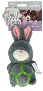Jucărie de pluș pentru câini în formă de iepure, cu chițăitoare – Bunny Puppy Strappy