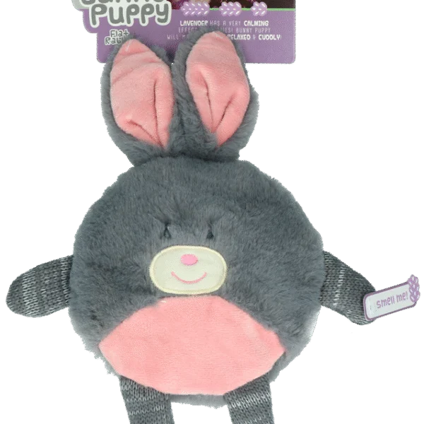 Jucărie de pluș pentru câini în formă de iepure, cu chițăitoare – Bunny Puppy Flat Rabbit