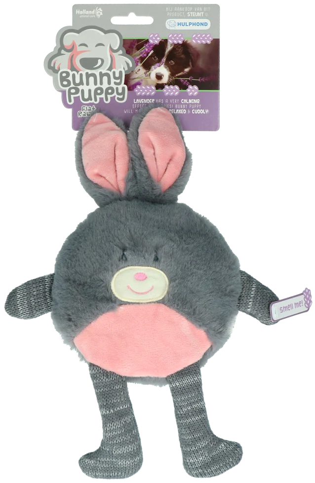 Jucărie de pluș pentru câini în formă de iepure, cu chițăitoare – Bunny Puppy Flat Rabbit - imagine 1