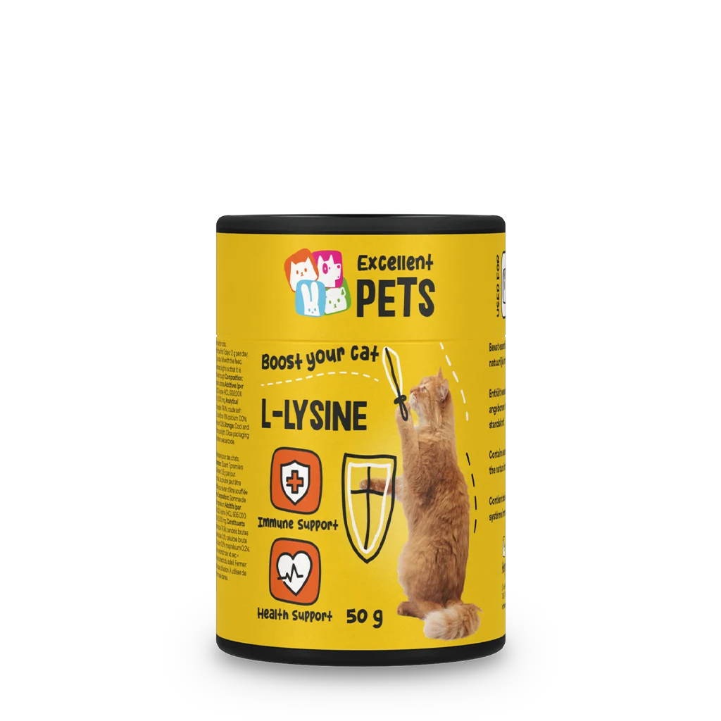 Pulbere de lizină pentru pisici cu vitamina B6, 50 g – Excellent Pets L-Lysine - imagine 1