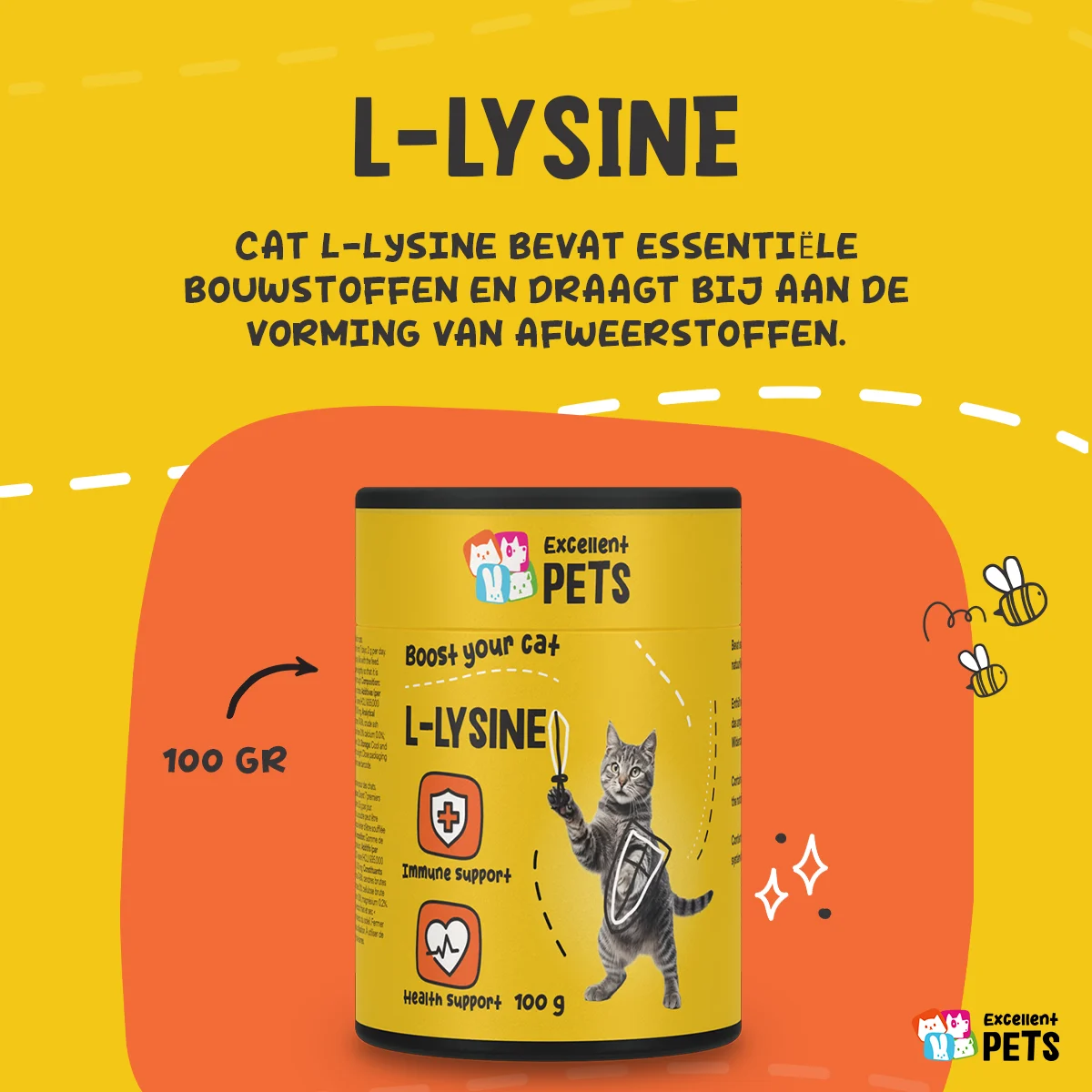 Pulbere de lizină pentru pisici cu vitamina B6, 100 g – Excellent Pets L-Lysine - imagine 5