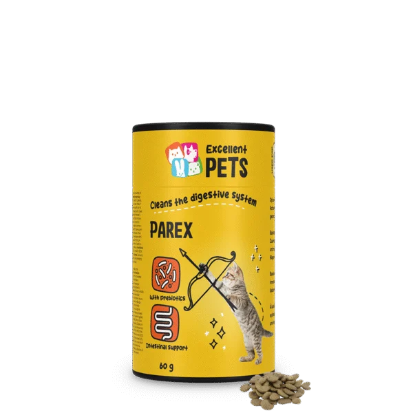 Supliment pentru pisici sub formă de crochete cu prebiotice, 60 g – Excellent Pets Cat Parex