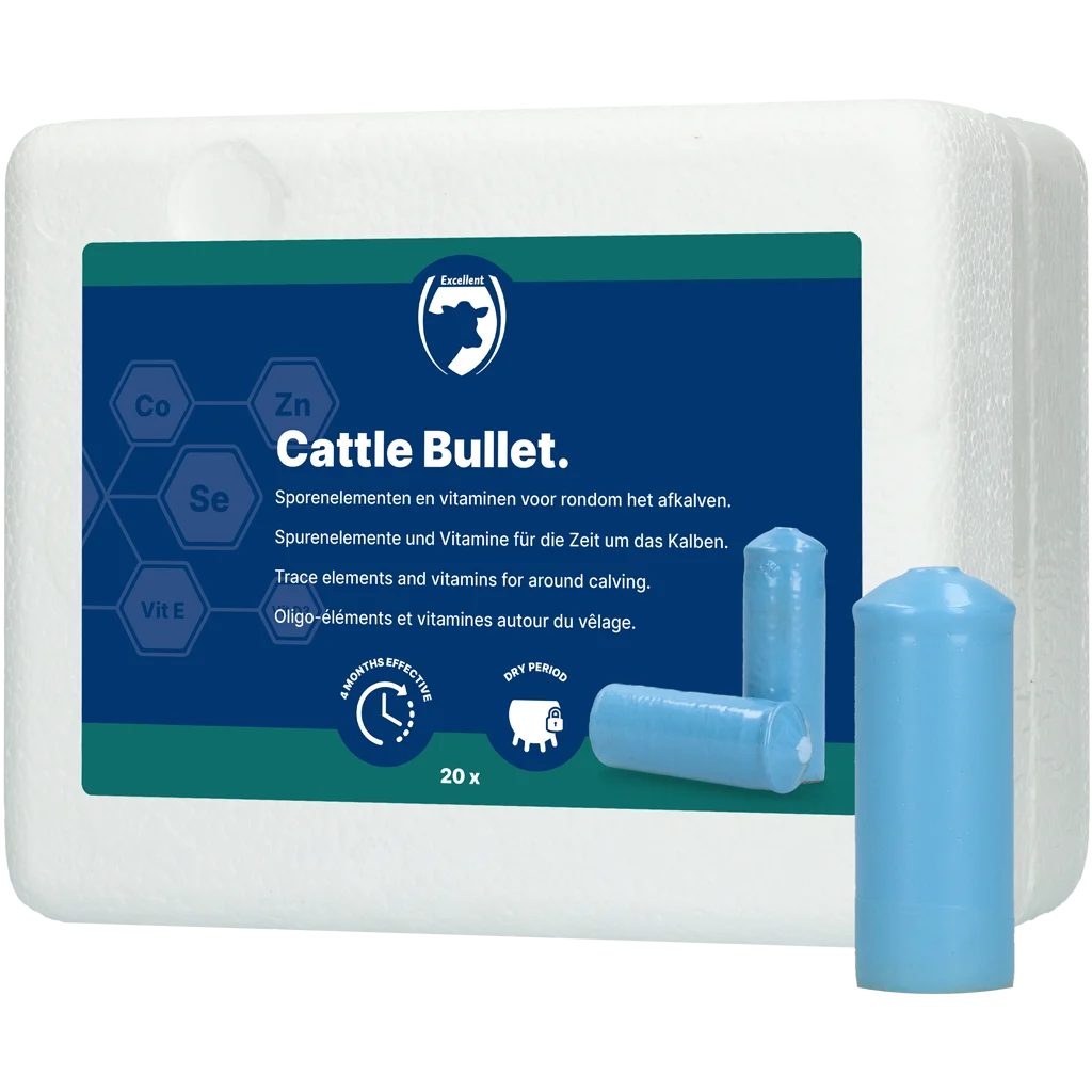 Bolus mineral pentru bovine hrănite cu iarbă, în perioada fătării, 20 de bucăți – Excellent Cattle Bullet - imagine 1