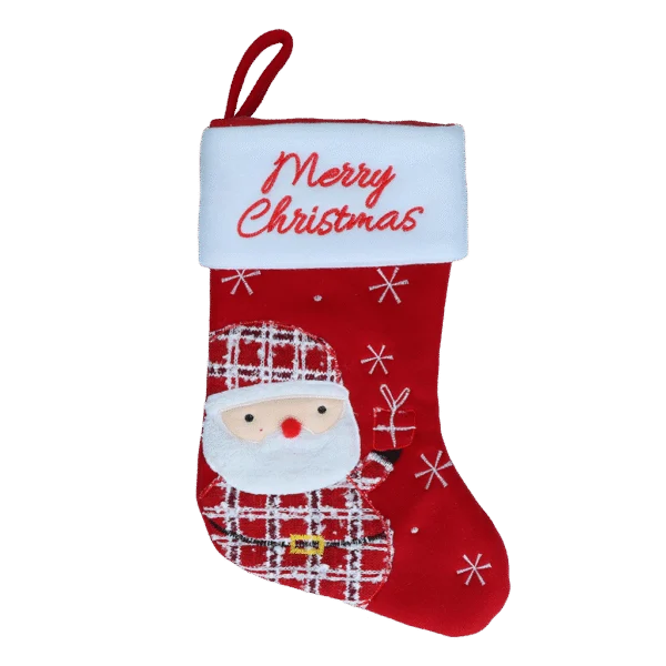 Șosetă de Crăciun pentru animale de companie cu buclă de agățare, 20 x 38 cm – Hofman Animal Care Christmas Stocking Wooly Santa