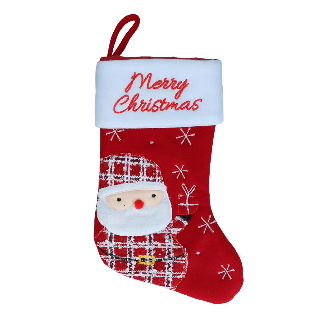 Șosetă de Crăciun pentru animale de companie cu buclă de agățare, 20 x 38 cm – Hofman Animal Care Christmas Stocking Wooly Santa - imagine 1