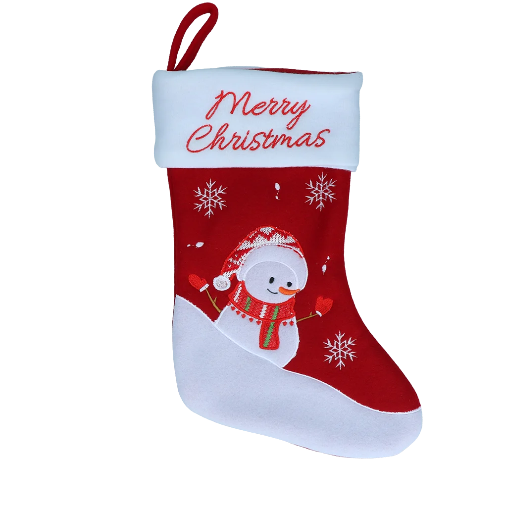 Ciorap de Crăciun pentru animale de companie, cu buclă de agățare, 20 x 38 cm – Hofman Animal Care Christmas Stocking Snowman - imagine 1