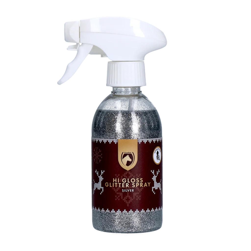 Spray cu sclipici pentru cai, argintiu, 250 ml – Excellent Horse Christmas Hi Gloss Glitter Spray - imagine 1