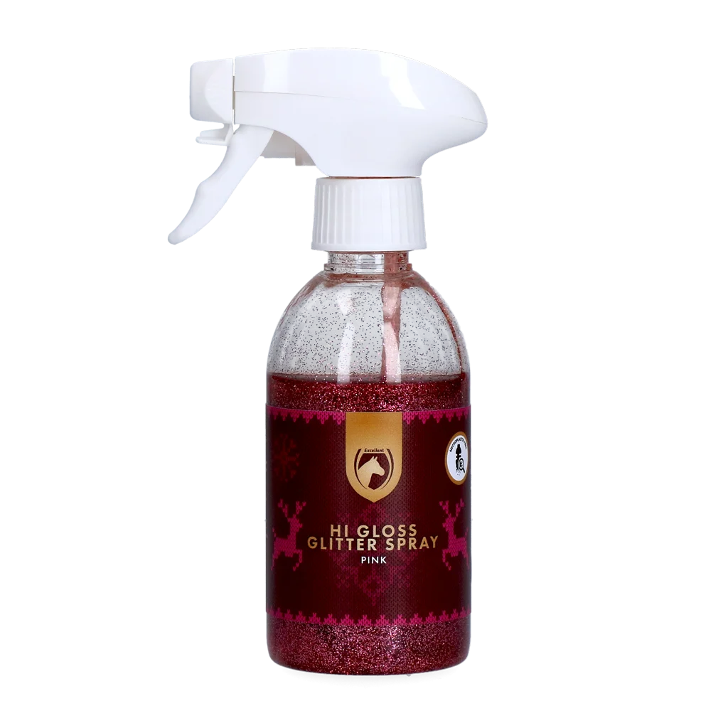Spray cu sclipici pentru cai, roz, 250 ml – Excellent Horse Christmas Hi Gloss Glitter Spray - imagine 1