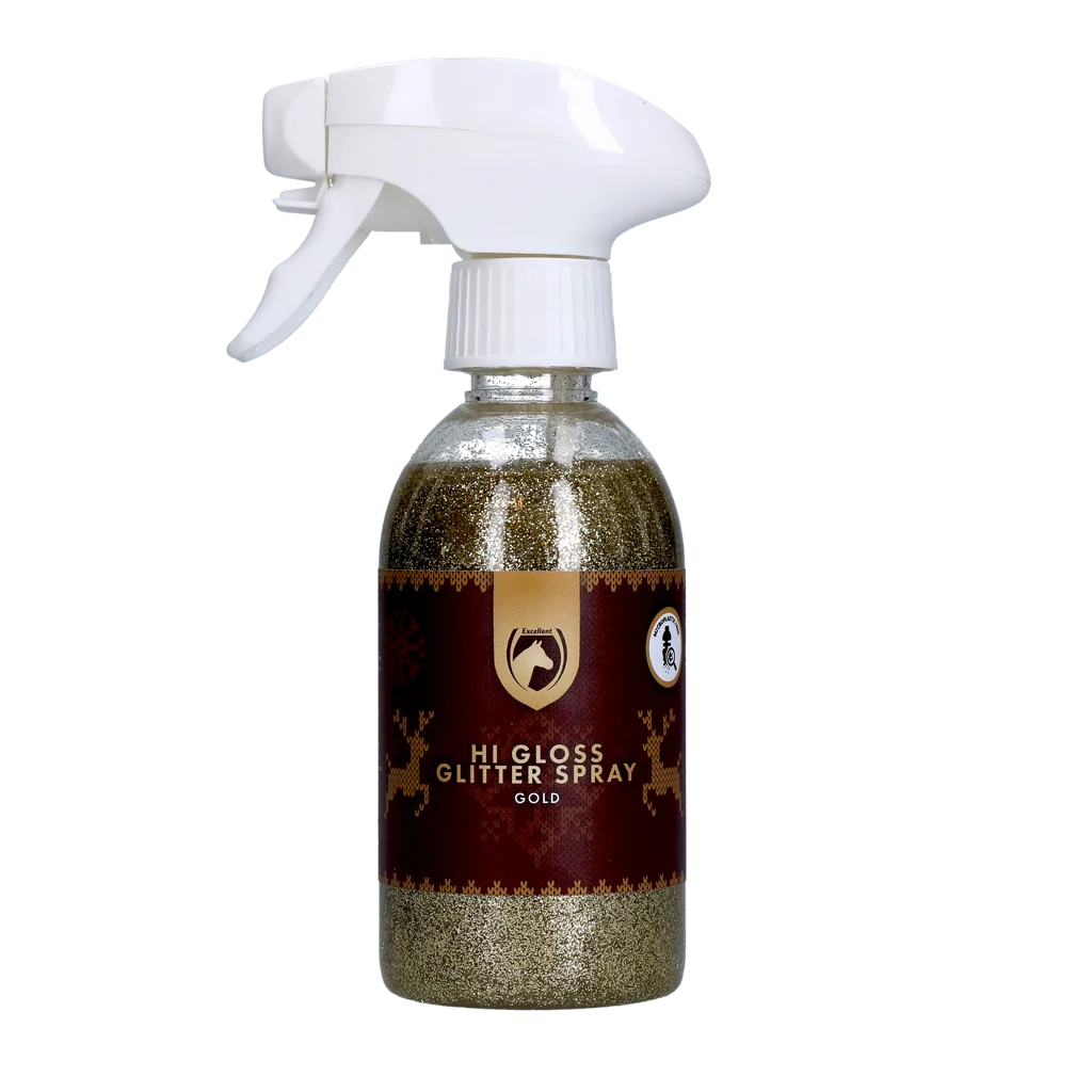 Spray cu sclipici pentru cai, auriu, 250 ml – Excellent Horse Christmas Hi Gloss Glitter Spray - imagine 1