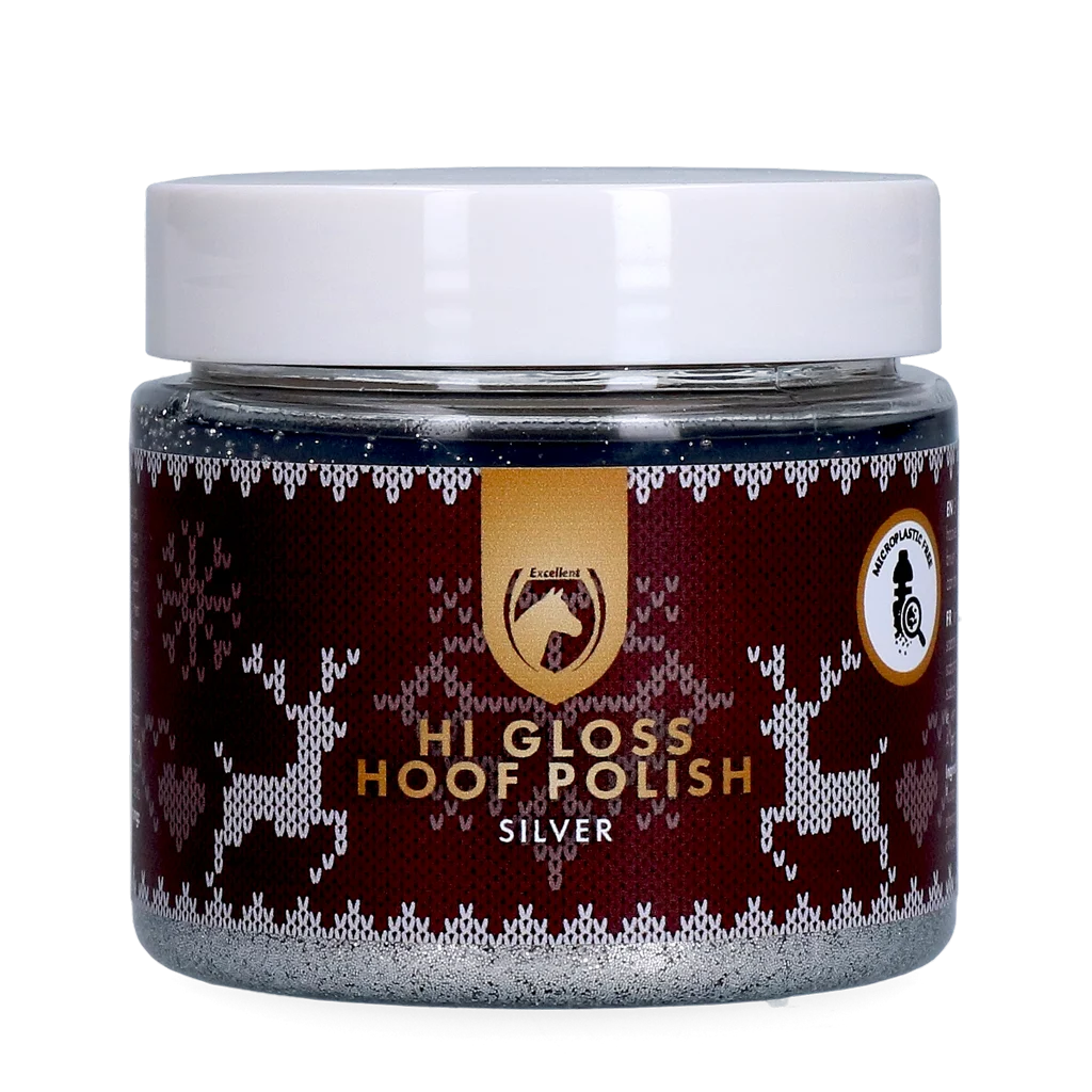 Lac cu sclipici pentru copite, argintiu, 150 ml – Excellent Horse Christmas Hi Gloss Hoof Polish - imagine 1