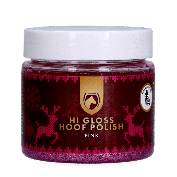 Lac cu sclipici roz pentru copite, 150 ml – Excellent Horse Christmas Hi Gloss Hoof Polish