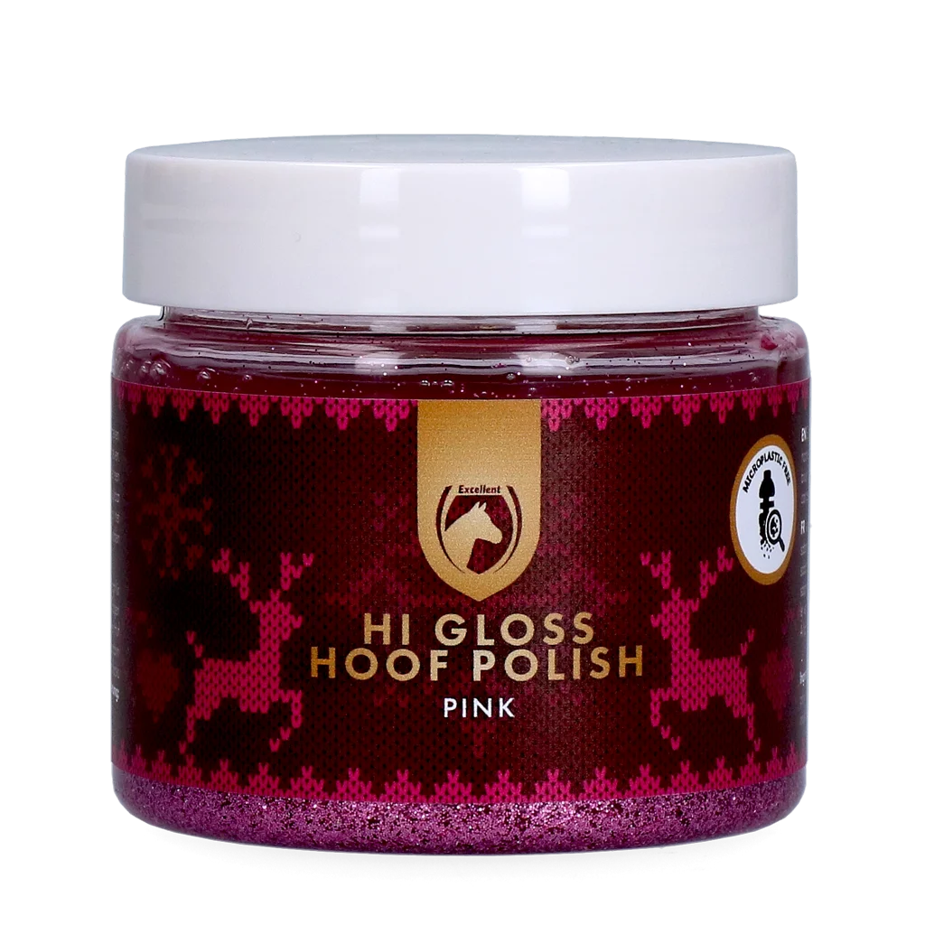 Lac cu sclipici roz pentru copite, 150 ml – Excellent Horse Christmas Hi Gloss Hoof Polish - imagine 1