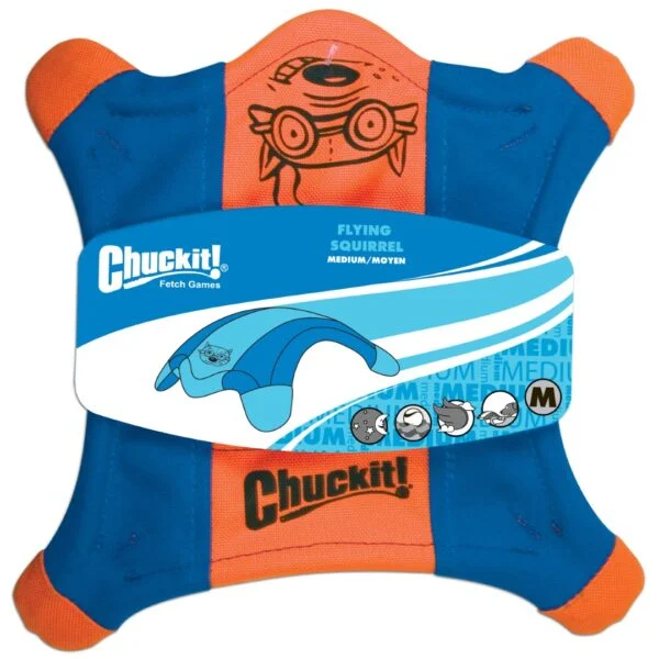 Frisbee pentru câini din pânză, cu lăbuțe luminoase, 24 x 24 cm – Chuckit! Flying Squirrel M