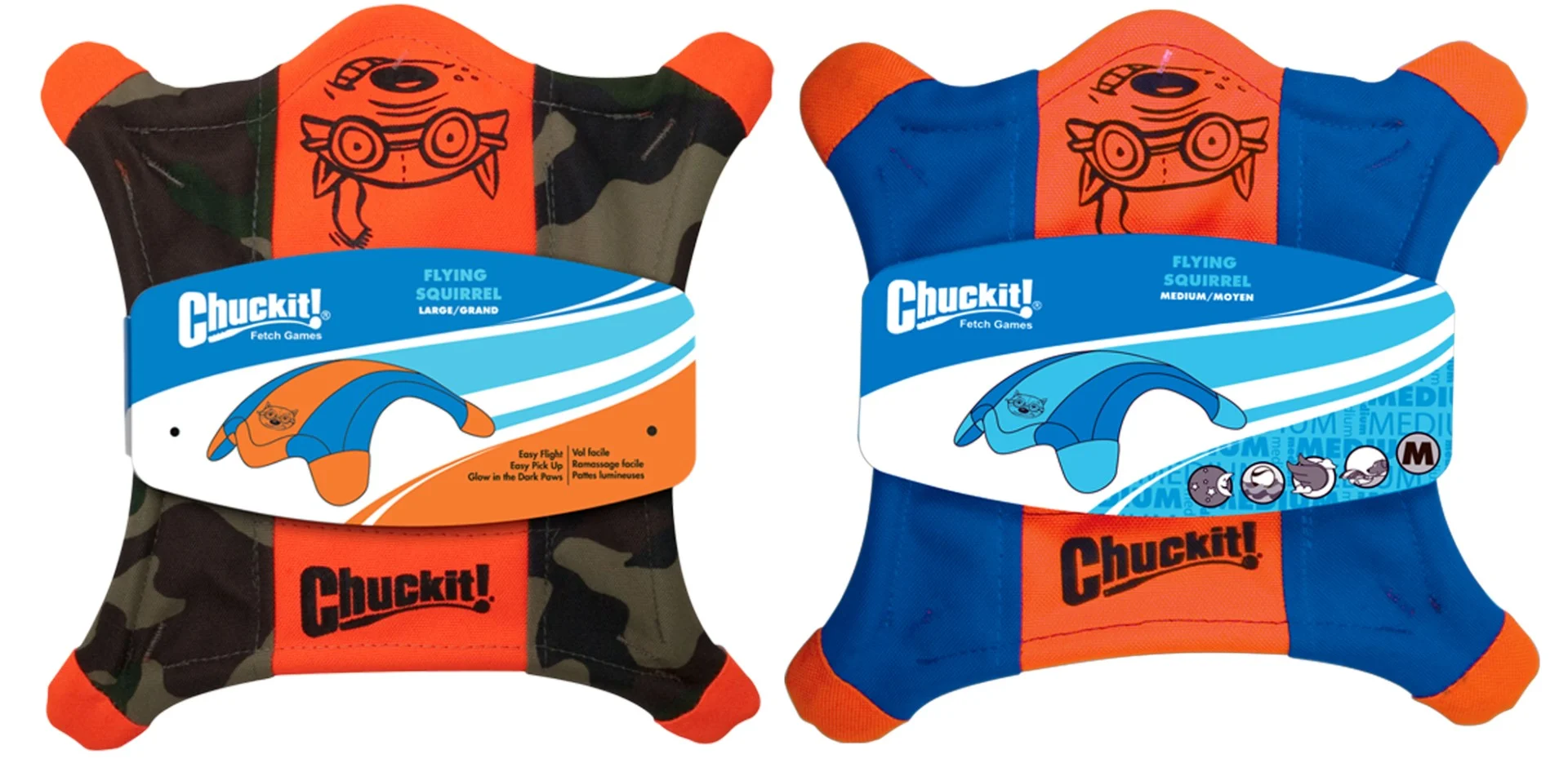 Frisbee pentru câini din pânză, cu lăbuțe luminoase, 24 x 24 cm – Chuckit! Flying Squirrel M - imagine 2