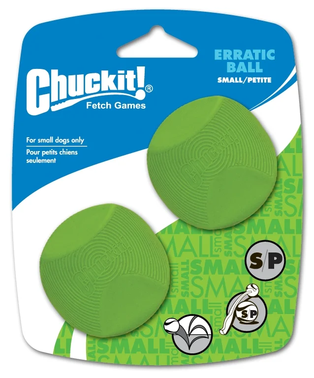Minge pentru câini din cauciuc, cu formă angulară, S 5 cm, 2 bucăți – Chuckit! Erratic Ball - imagine 1