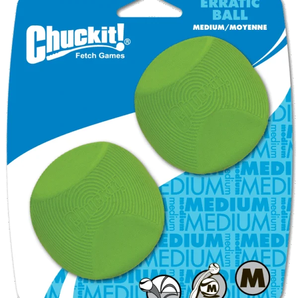 Minge pentru câini din cauciuc, cu formă angulară, M 6 cm, 2 bucăți – Chuckit! Erratic Ball