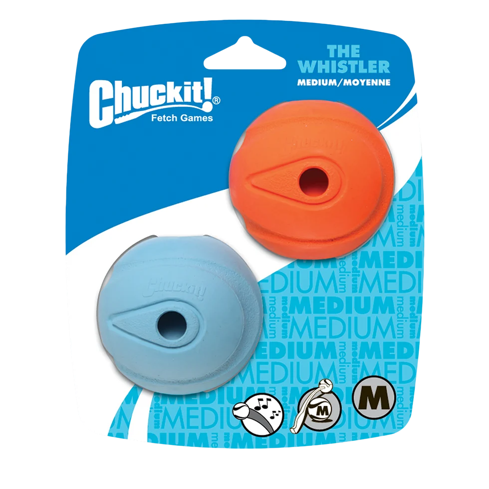Minge pentru câini cu sunet de fluierat M, ø 6 cm, 2 bucăți – Chuckit! The Whistler - imagine 1