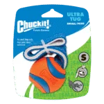 Jucărie de tras pentru câini cu minge de tenis și bandă, ø 5 cm – Chuckit! Ultra Tug S