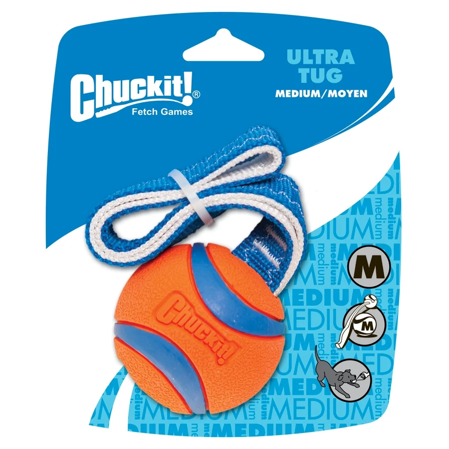 Jucărie de tras pentru câini cu minge de tenis și panglică, ø 6 cm – Chuckit! Ultra Tug M - imagine 1