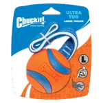 Jucărie de tras pentru câini cu minge de tenis și bandă, ø 7 cm – Chuckit! Ultra Tug L