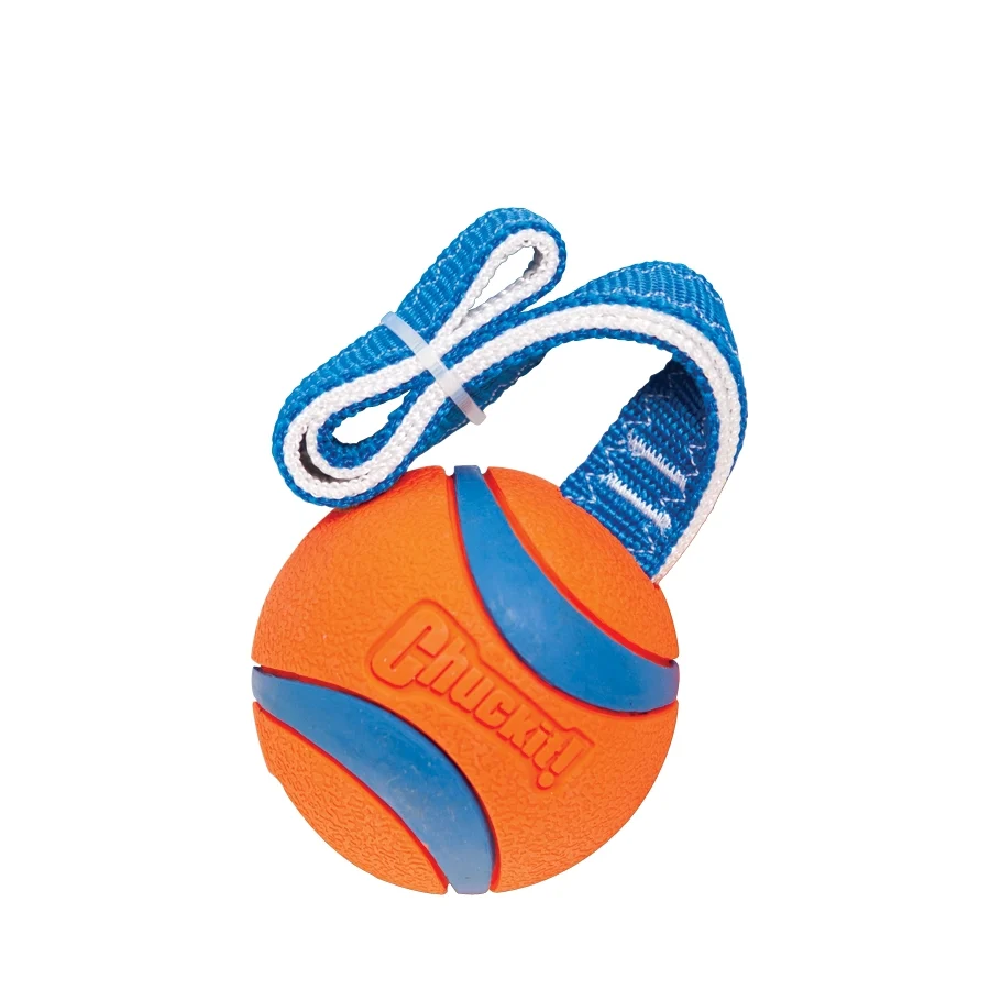 Jucărie de tras pentru câini cu minge de tenis și bandă, ø 7 cm – Chuckit! Ultra Tug L - imagine 3