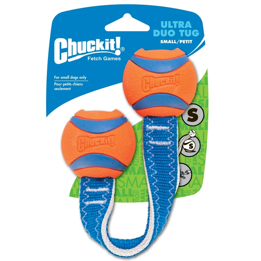 Jucărie de tras pentru câini cu 2 mingi de tenis și panglică din nailon, ø 5 cm – Chuckit! Ultra Duo Tug S - imagine 1