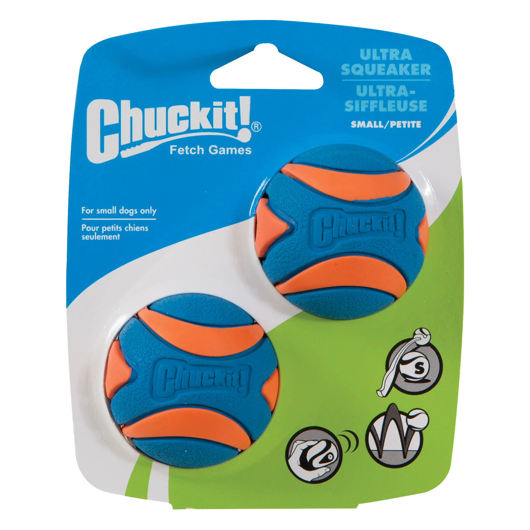 Minge de cauciuc pentru câini cu chițăitoare S, ø 5 cm, 2 bucăți – Chuckit! Ultra Squeaker Ball - imagine 1