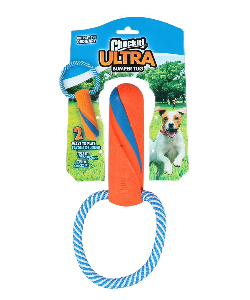 Jucărie pentru tras pentru câini, cu frânghie, plutitoare, 17 cm, ø 6 cm – Chuckit! Ultra Bumper Tug - imagine 1