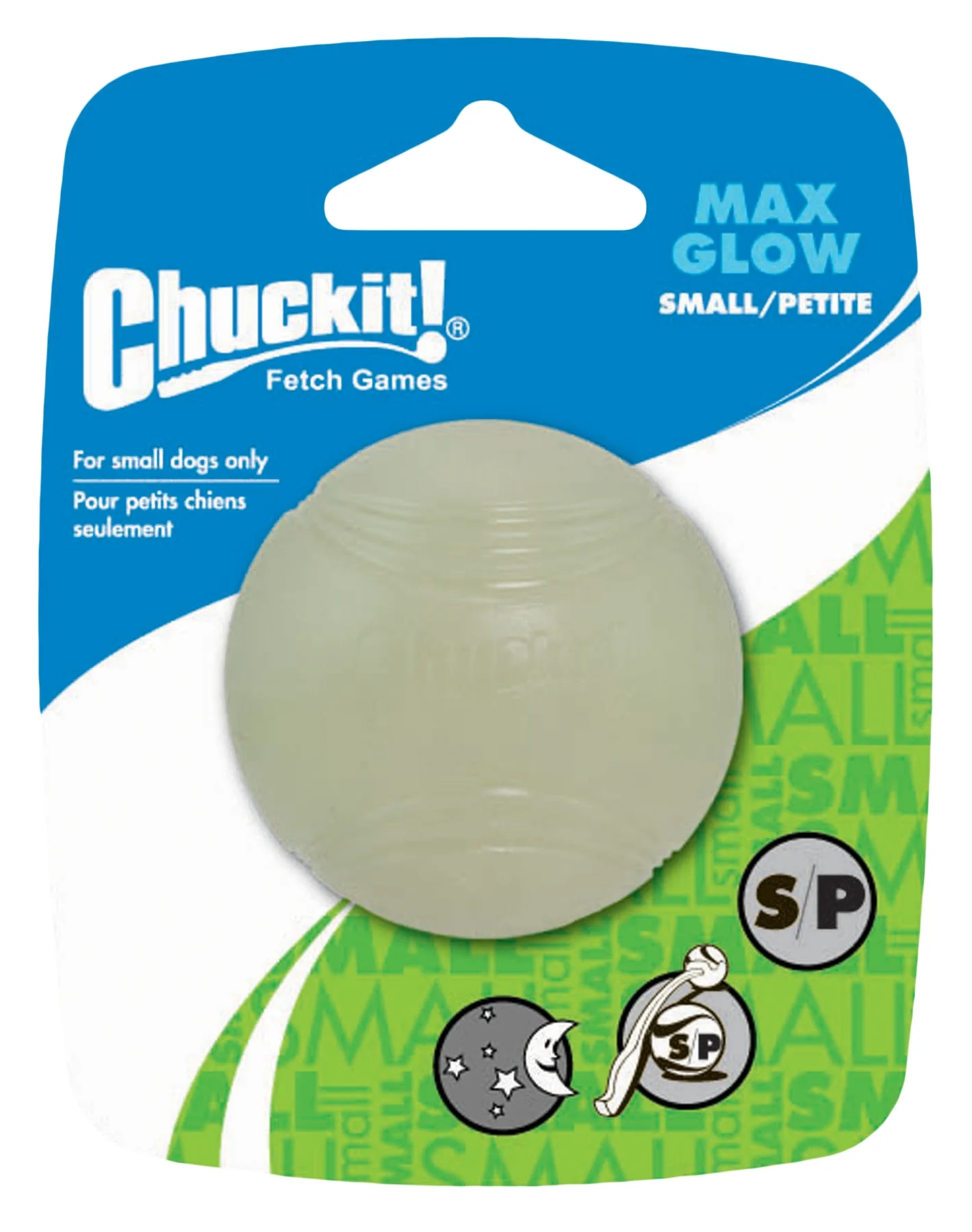 CHUC32312.jpg Minge din cauciuc pentru câini, fosforescentă, Ø 5 cm – Chuckit! Max Glow S - imagine 1