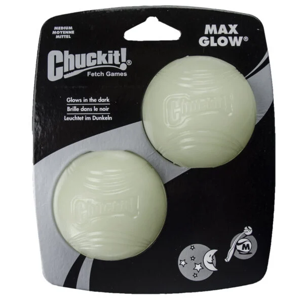 Minge din cauciuc pentru câini, luminoasă, Ø 6 cm, 2 bucăți – Chuckit! Max Glow M
