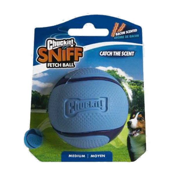 Minge pentru câini cu miros de bacon – Chuckit! Sniff Fetch Ball Bacon M