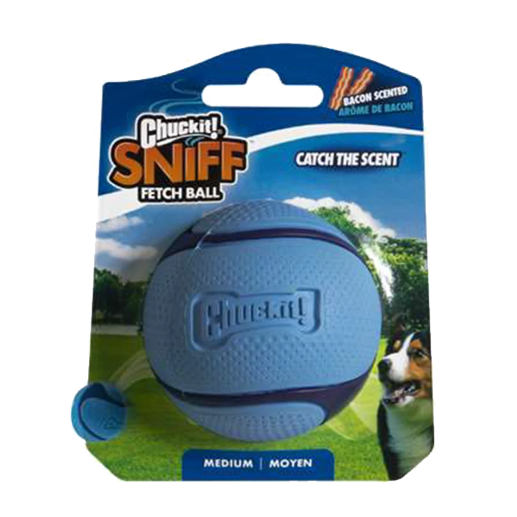 Minge pentru câini cu miros de bacon – Chuckit! Sniff Fetch Ball Bacon M - imagine 1