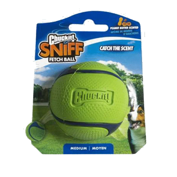 Minge pentru câini cu aromă de unt de arahide – Chuckit! Sniff Fetch Ball Peanut Butter M