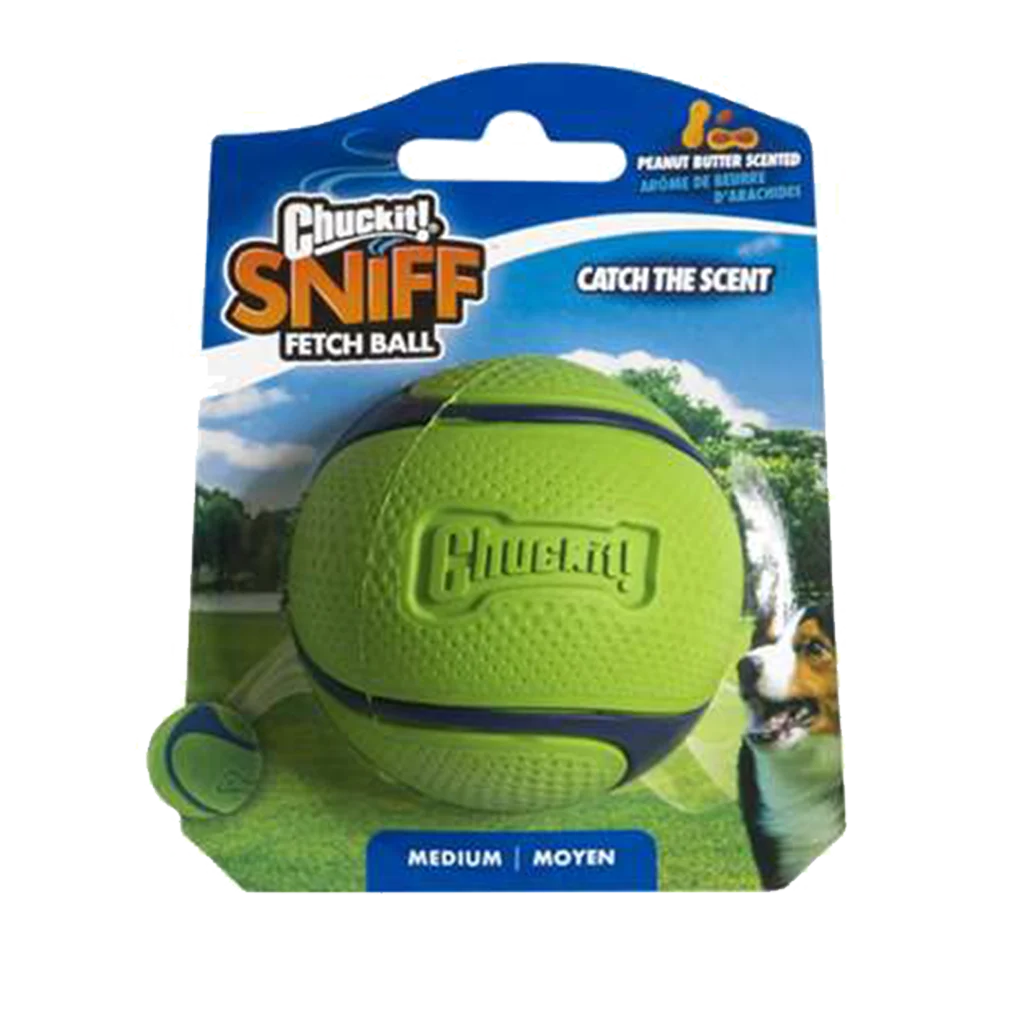 Minge pentru câini cu aromă de unt de arahide – Chuckit! Sniff Fetch Ball Peanut Butter M - imagine 1
