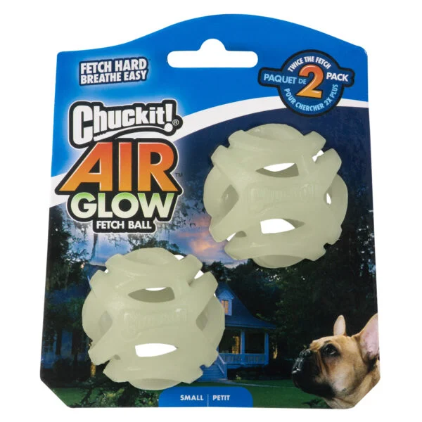 Minge luminoasă pentru câini S, plutitoare, 4,5 cm, 2 bucăți – Chuckit! Air Glow Fetch Ball