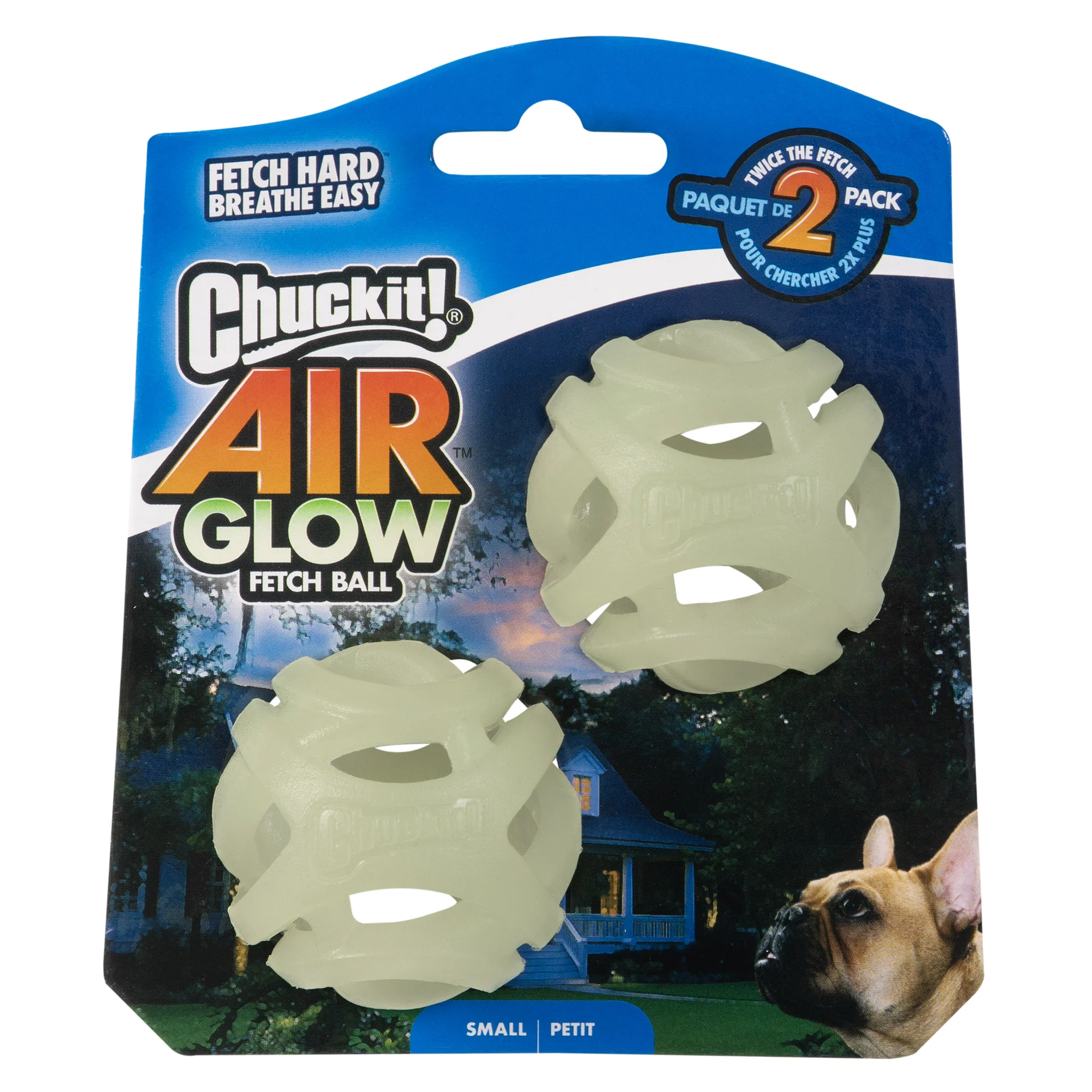CHUC36188.jpg Minge luminoasă pentru câini S, plutitoare, 4,5 cm, 2 bucăți – Chuckit! Air Glow Fetch Ball - imagine 1