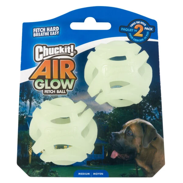 Minge luminoasă pentru câini M, plutitoare, 6 cm, 2 bucăți – Chuckit! Air Glow Fetch Ball