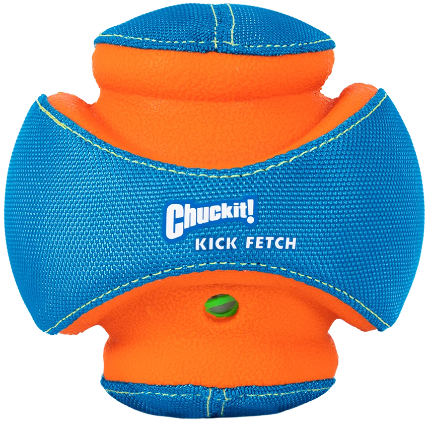 Minge pentru câini cu sunet și zone de mușcare din cauciuc, Ø 14 cm – Chuckit! Giggle Kick Fetch - imagine 2