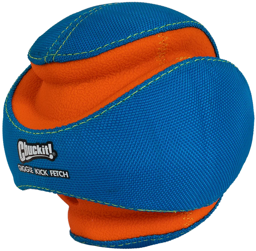 Minge pentru câini cu sunet și zone de mușcare din cauciuc, Ø 14 cm – Chuckit! Giggle Kick Fetch - imagine 3