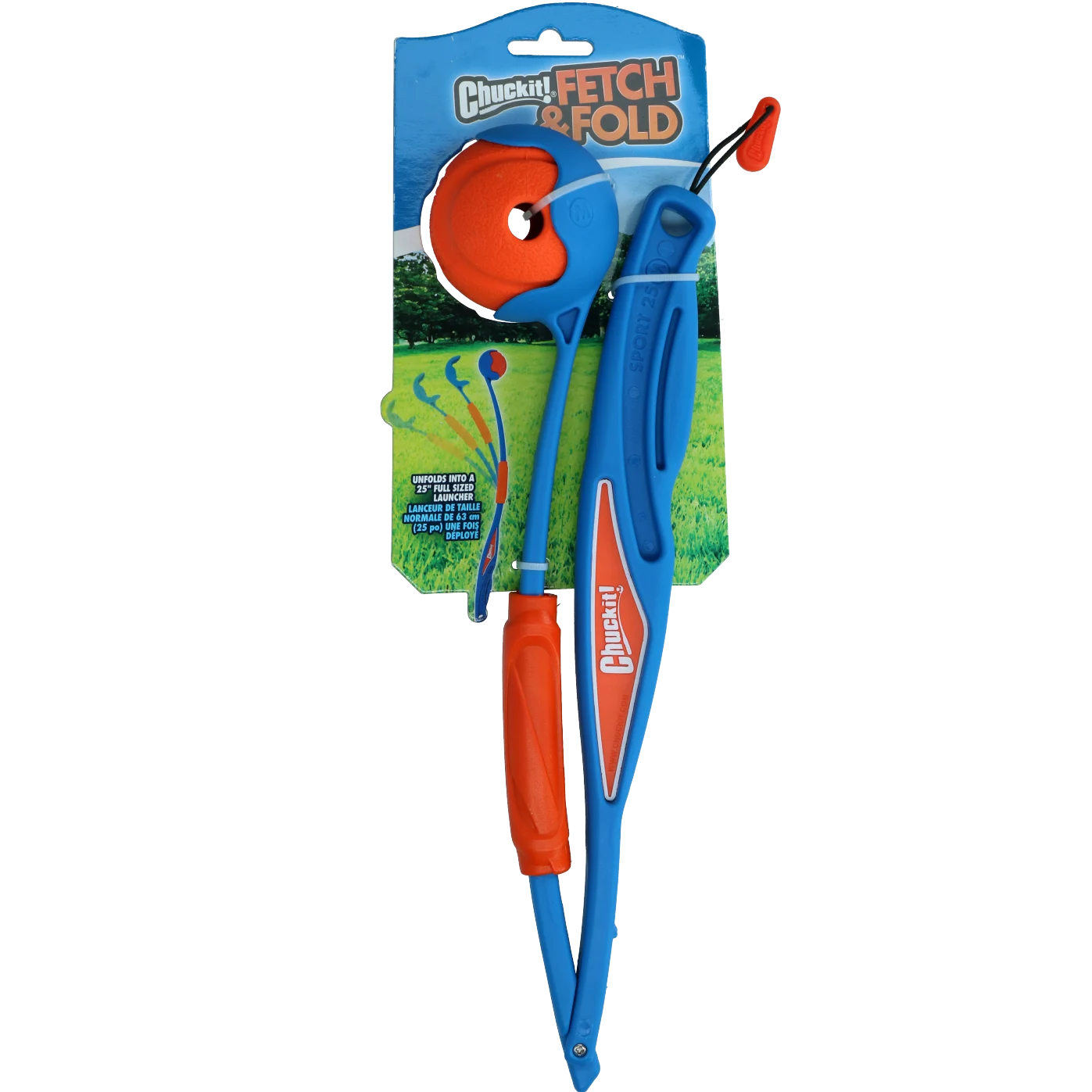 CHUC50739.png Lansator de mingi cu minge din cauciuc, pliabil, 63 cm când este extins – Chuckit! Fetch & Fold Launcher Original - imagine 1