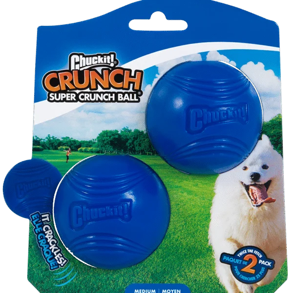 Minge pentru câini cu sunet foșnitor M, ø 6 cm, 2 bucăți – Chuckit! Super Crunch Ball