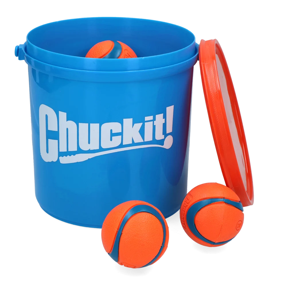Set de mingi pentru câini cu găleată și orificii de scurgere, 8 mingi M – Chuckit! Bucket - imagine 2