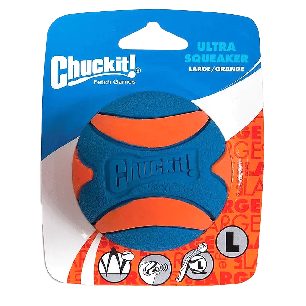 Minge pentru câini din cauciuc cu fluier, L, ø 7 cm, 1 bucată – Chuckit! Ultra Squeaker Ball - imagine 1