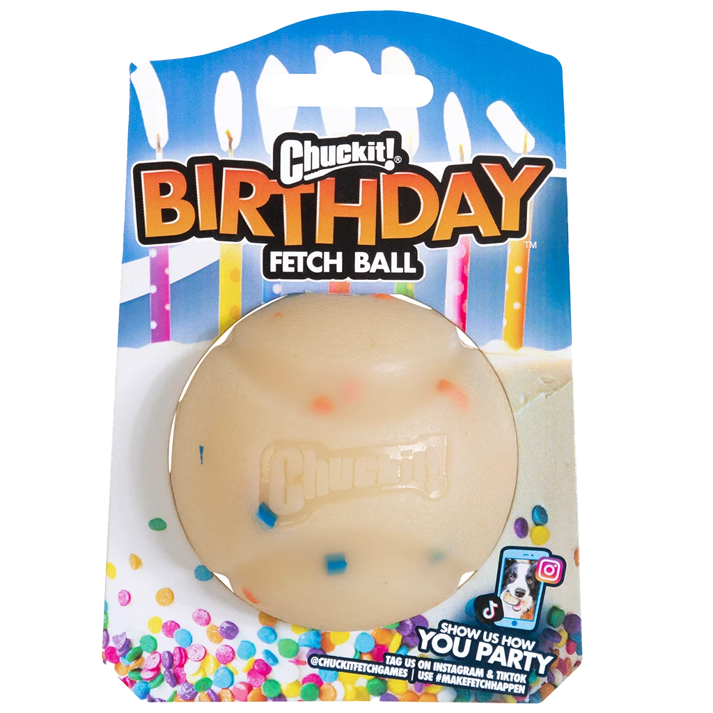 Minge pentru câini cu aromă de vanilie, M 6 cm – Chuckit! Birthday Fetch Ball - imagine 1