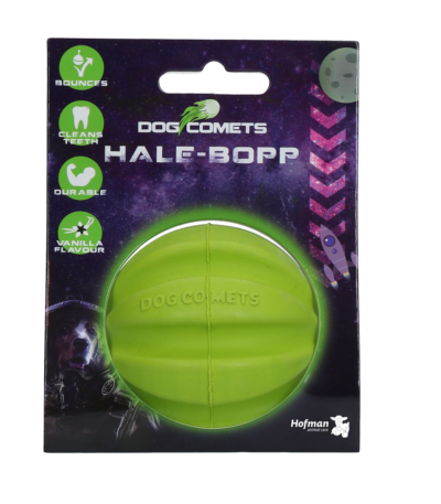 Minge pentru câini din cauciuc natural cu caneluri, 6 cm, verde – Dog Comets Hale Bopp