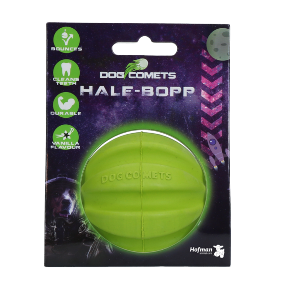 Minge pentru câini din cauciuc natural cu caneluri, 6 cm, verde – Dog Comets Hale Bopp