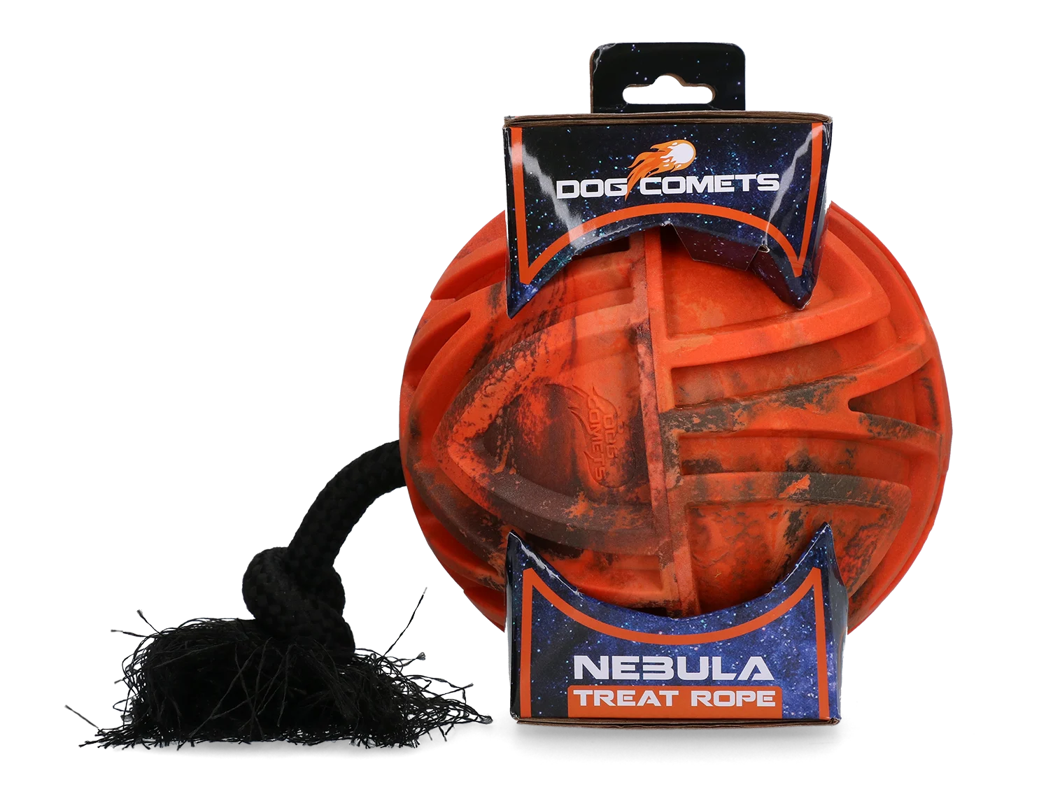 Minge pentru hrană cu frânghie și deschidere pentru recompense, Ø 18 cm, portocalie – Dog Comets Nebula Treat Rope - imagine 1