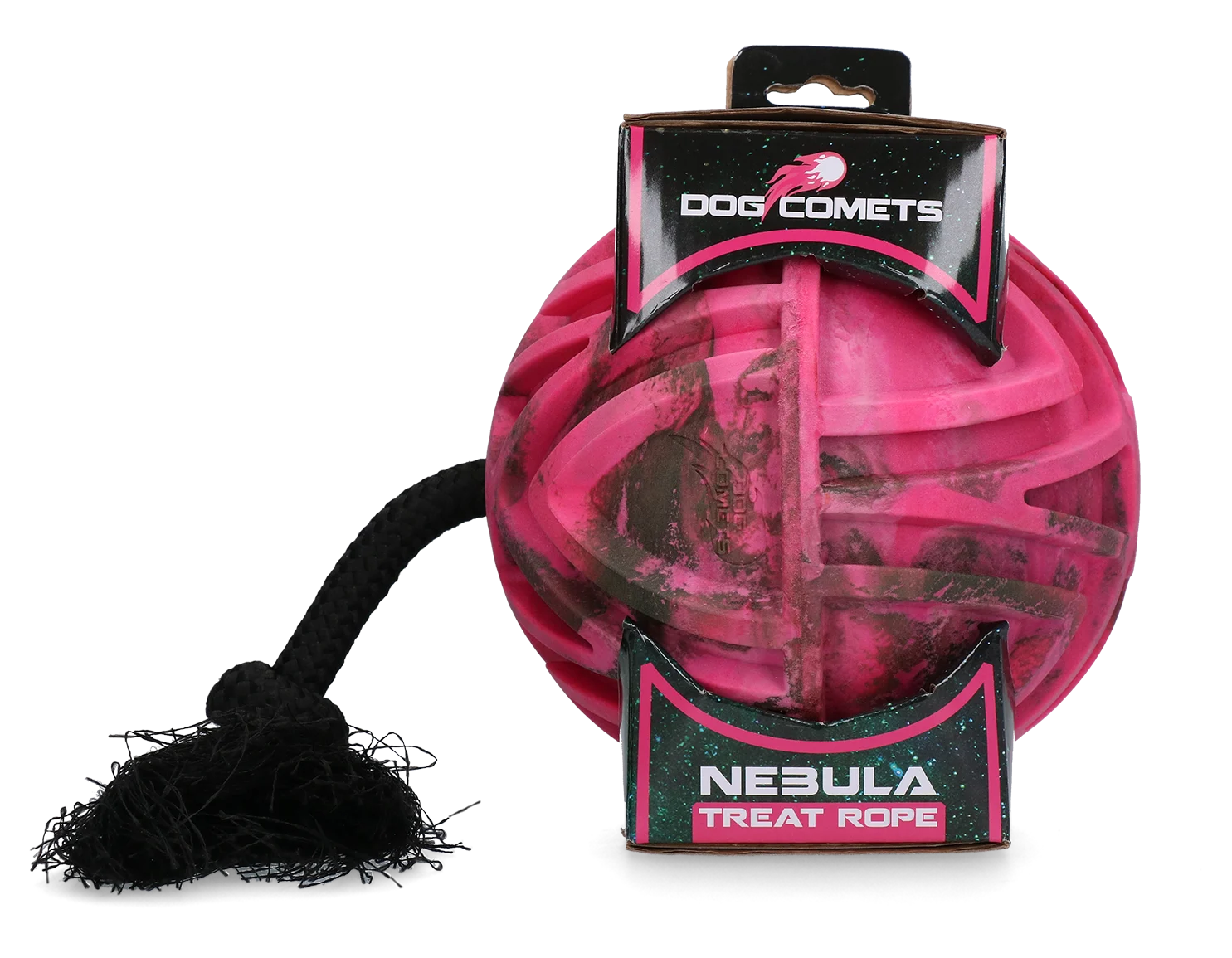 Minge pentru hrană cu frânghie și orificiu pentru recompense, Ø 18 cm, roz – Dog Comets Nebula Treat Rope - imagine 1