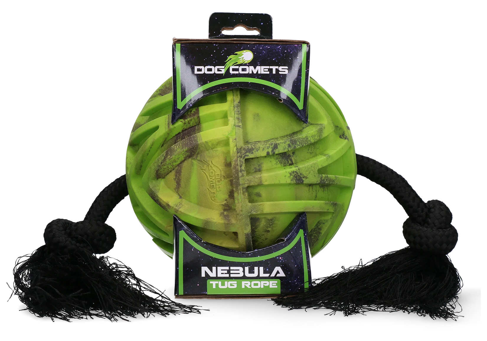 Minge pentru câini cu frânghie continuă și noduri, Ø 18 cm, verde – Dog Comets Nebula Tug Rope - imagine 1